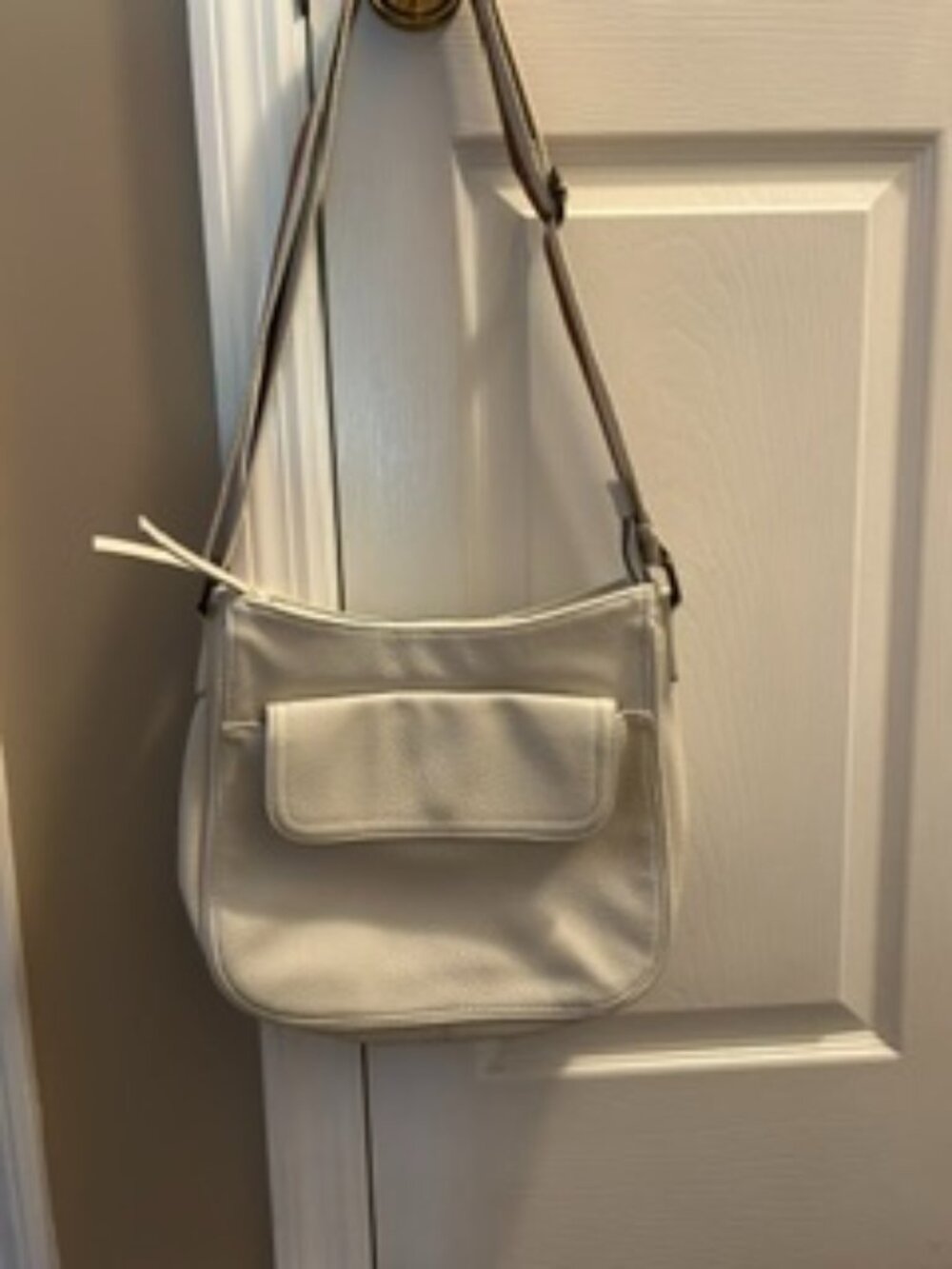 Sonoma Light Beige Purse with Canvas beige/brown adjustable strap.